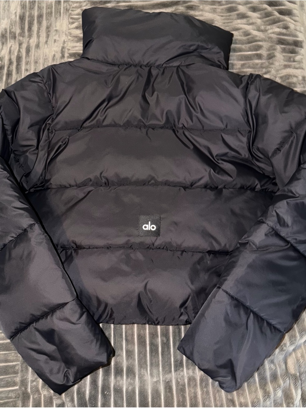 ALO Yoga Black Puffer Bomber Jacket